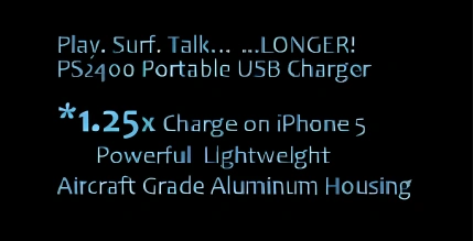 PS2400 Portable USB Charger: 1.25x iPhone 5 charge.